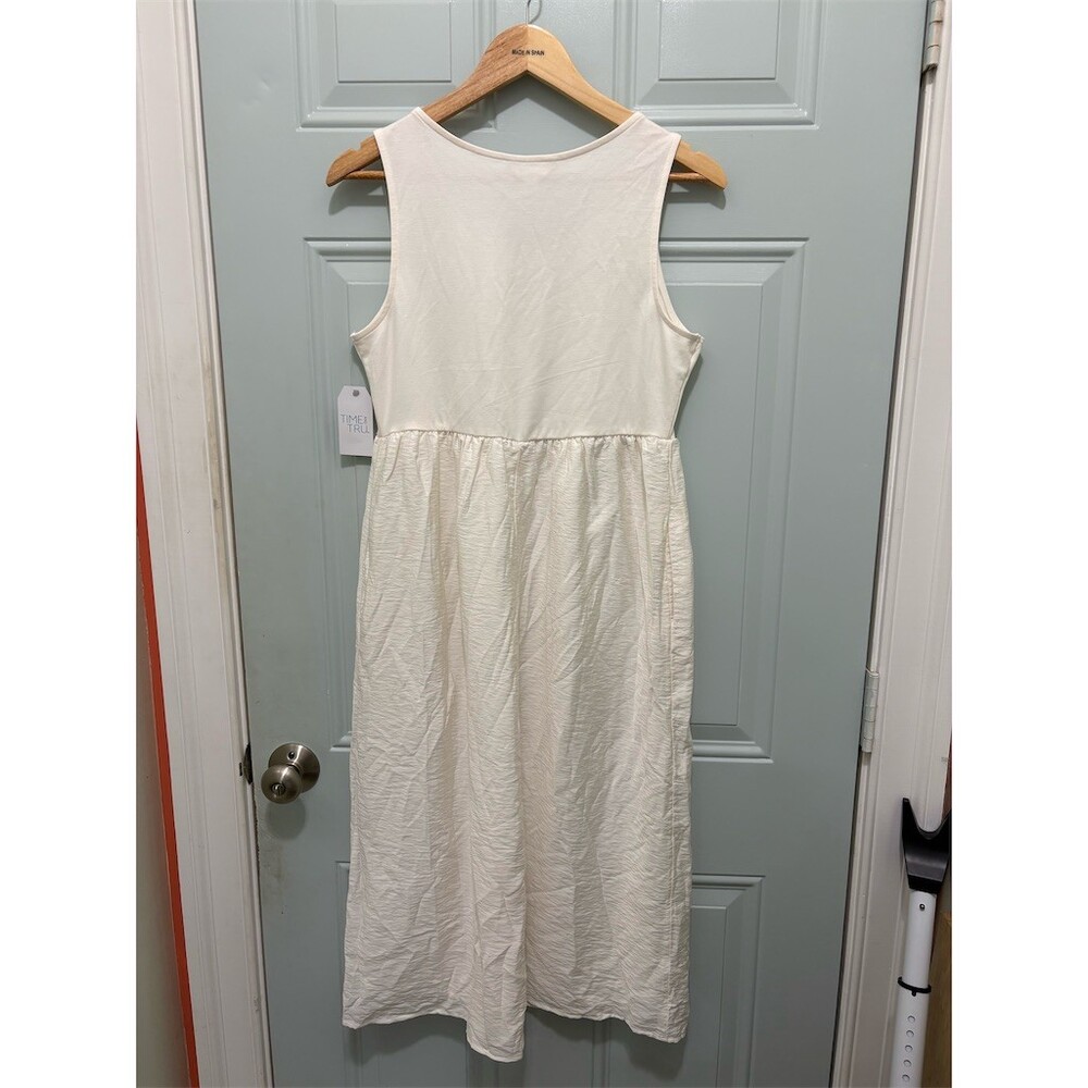 Time and Tru Maxi Dress Womens M Ivory Sleeveless Scoop Neck Casual Long - Picture 5 of 6